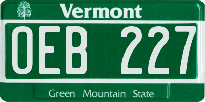VT license plate OEB227
