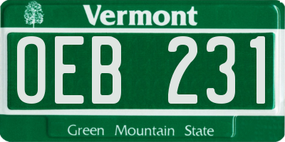VT license plate OEB231