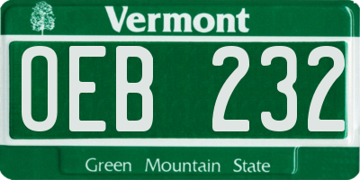VT license plate OEB232