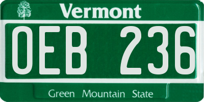 VT license plate OEB236