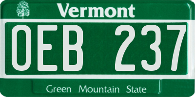 VT license plate OEB237