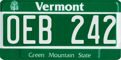 VT license plate OEB242
