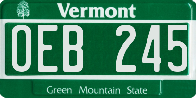 VT license plate OEB245