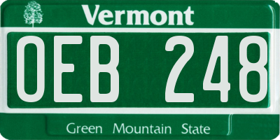 VT license plate OEB248