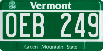 VT license plate OEB249