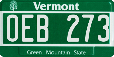 VT license plate OEB273