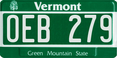 VT license plate OEB279
