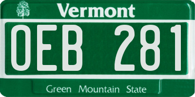 VT license plate OEB281