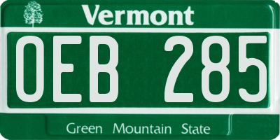 VT license plate OEB285