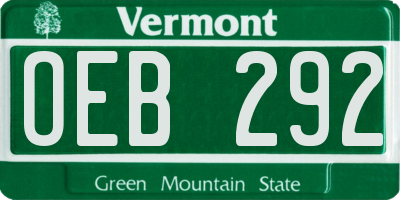 VT license plate OEB292