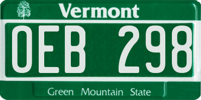 VT license plate OEB298