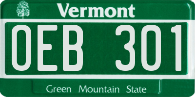 VT license plate OEB301