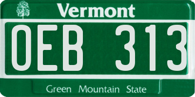 VT license plate OEB313