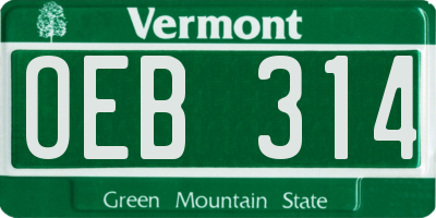 VT license plate OEB314