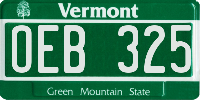 VT license plate OEB325