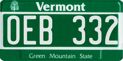 VT license plate OEB332