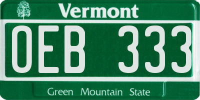 VT license plate OEB333