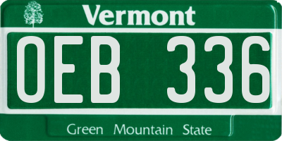 VT license plate OEB336