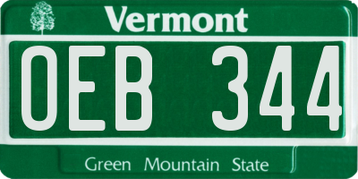 VT license plate OEB344