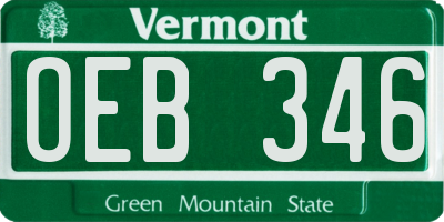 VT license plate OEB346