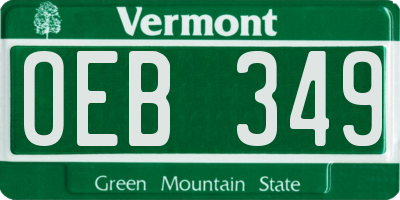 VT license plate OEB349
