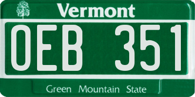 VT license plate OEB351