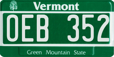 VT license plate OEB352