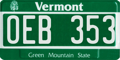 VT license plate OEB353