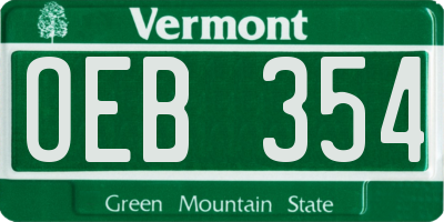 VT license plate OEB354