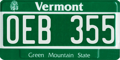 VT license plate OEB355