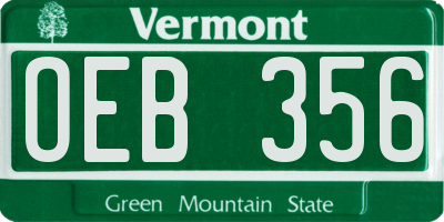 VT license plate OEB356