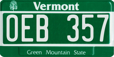 VT license plate OEB357