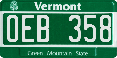 VT license plate OEB358
