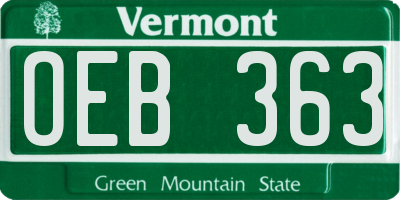 VT license plate OEB363