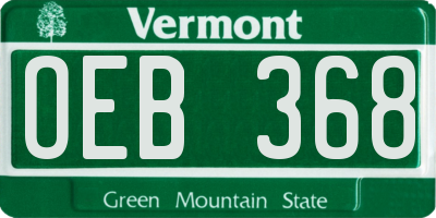 VT license plate OEB368