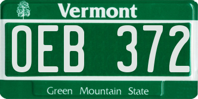 VT license plate OEB372