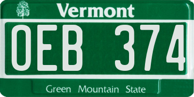 VT license plate OEB374