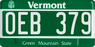 VT license plate OEB379