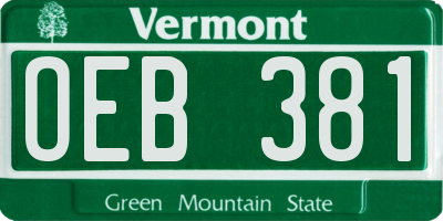 VT license plate OEB381