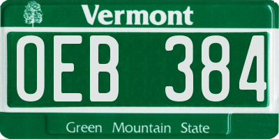 VT license plate OEB384