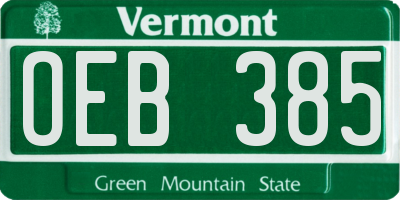 VT license plate OEB385