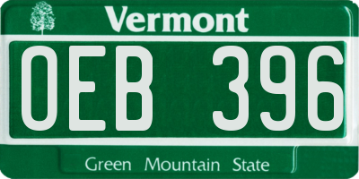 VT license plate OEB396