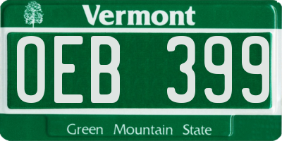 VT license plate OEB399