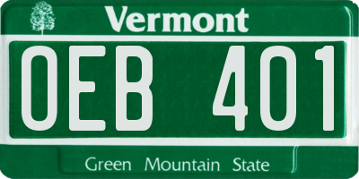 VT license plate OEB401