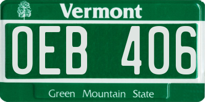 VT license plate OEB406
