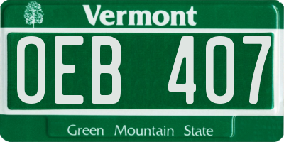 VT license plate OEB407