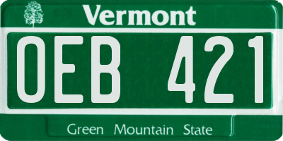 VT license plate OEB421
