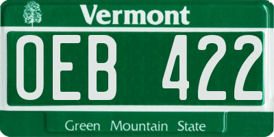 VT license plate OEB422