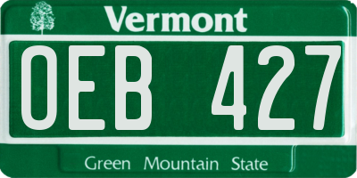VT license plate OEB427