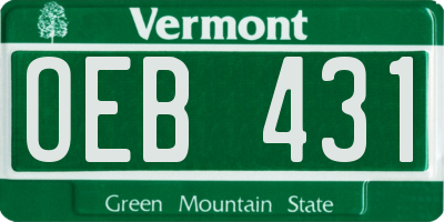 VT license plate OEB431